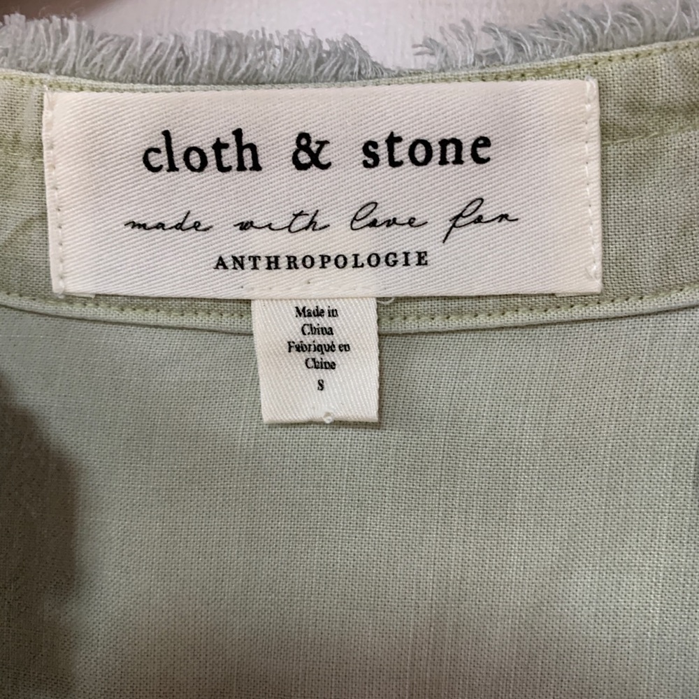 Anthro Cloth & Stone Green Tencel Shirt S - Picture 4 of 7